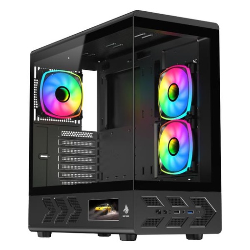 [CP3245] CASE EAGLE WARRIOR CG01J6RA001C MID TOWER SIN VENTILACION INCLUIDA CON VIDRIO TEMPLADO SIN FUENTE CON PANTALLA DE 5 PULG NEGRO