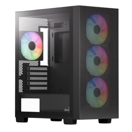 [CP3277] CASE GAMING RGB AEROCOOL B310A FLOW-G-BK-V1 MINI TOWER VENTILADORES 4 DE 120MM CON MALLA FRONTAL Y PANEL LATERAL ACCS-BD03043.11 NEGRO